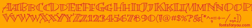 BermudalpstdDots-Schriftart – Rote Schriften auf orangefarbenem Hintergrund