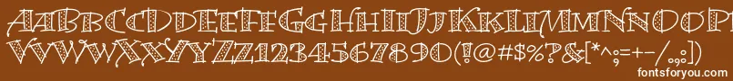 BermudalpstdDots-fontti – valkoiset fontit ruskealla taustalla