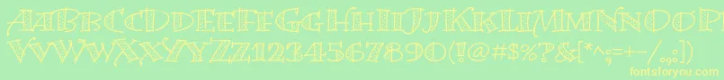 Czcionka BermudalpstdDots – żółte czcionki na zielonym tle