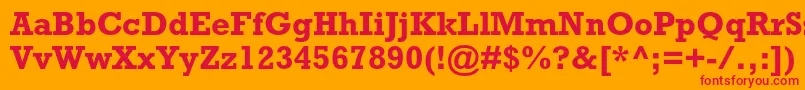 RockwellstdBold-fontti – punaiset fontit oranssilla taustalla