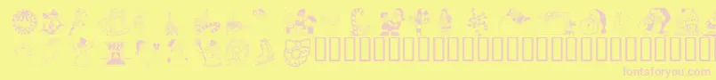 Wmchristmas1-fontti – vaaleanpunaiset fontit keltaisella taustalla