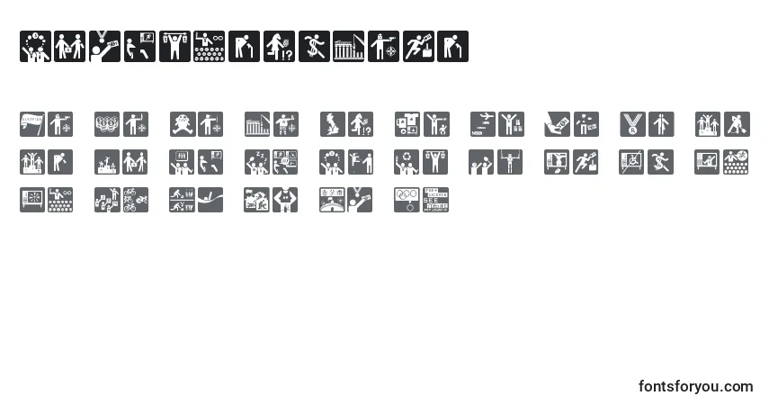 Schriftart OlympukesDark – Alphabet, Zahlen, spezielle Symbole