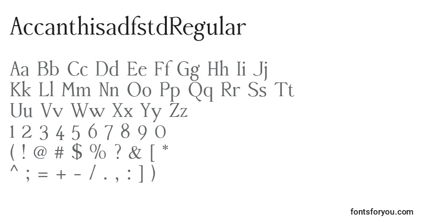 Czcionka AccanthisadfstdRegular – alfabet, cyfry, specjalne znaki