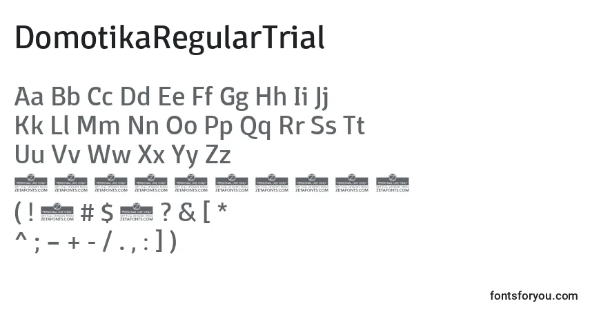 Schriftart DomotikaRegularTrial – Alphabet, Zahlen, spezielle Symbole