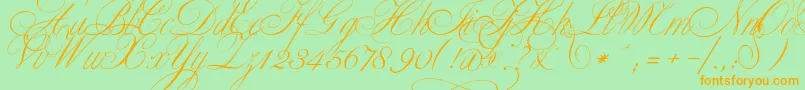 ClassicaTwo-Schriftart – Orangefarbene Schriften auf grünem Hintergrund