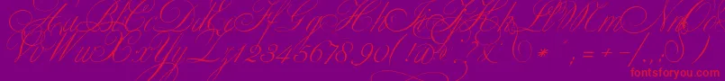 ClassicaTwo-Schriftart – Rote Schriften auf violettem Hintergrund