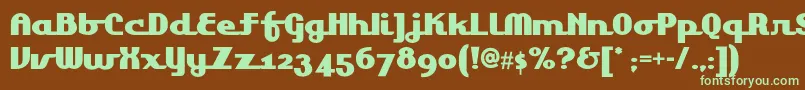 フォントLakeshoredrivenf – 緑色の文字が茶色の背景にあります。