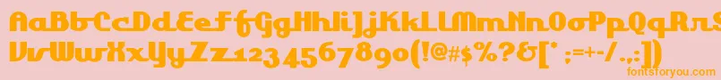 フォントLakeshoredrivenf – オレンジの文字がピンクの背景にあります。