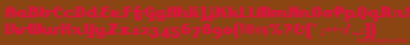 フォントLakeshoredrivenf – 赤い文字が茶色の背景にあります。