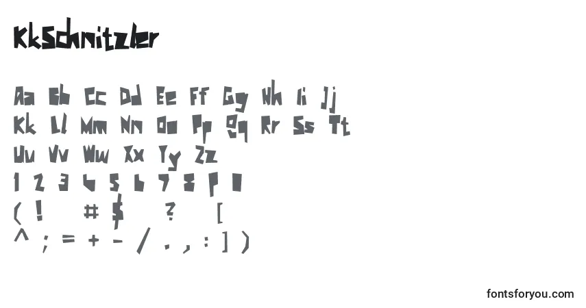 Шрифт KkSchnitzler – алфавит, цифры, специальные символы