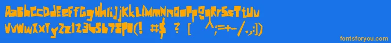 KkSchnitzler Font – Orange Fonts on Blue Background