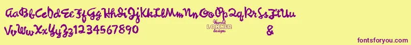 SyncopatedScriptTrial Font – Purple Fonts on Yellow Background