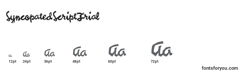 Размеры шрифта SyncopatedScriptTrial