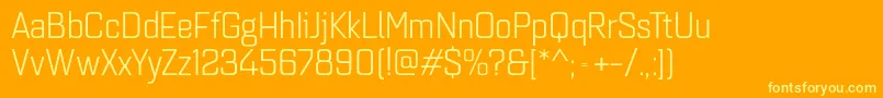 Fonte Quarcanormbook – fontes amarelas em um fundo laranja