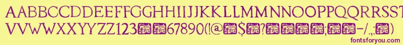 DkTraiectum Font – Purple Fonts on Yellow Background