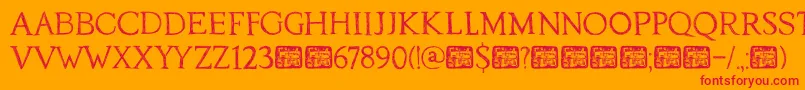 フォントDkTraiectum – オレンジの背景に赤い文字