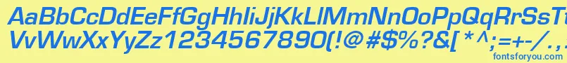 EuromodeBoldItalic Font – Blue Fonts on Yellow Background