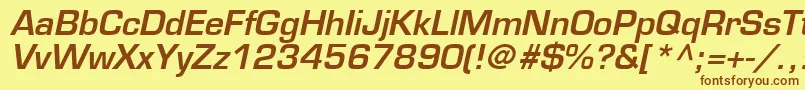 Czcionka EuromodeBoldItalic – brązowe czcionki na żółtym tle