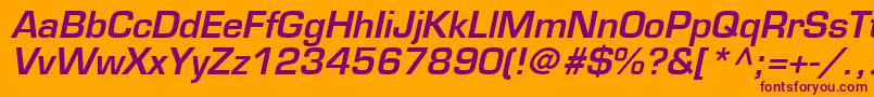 EuromodeBoldItalic-fontti – violetit fontit oranssilla taustalla