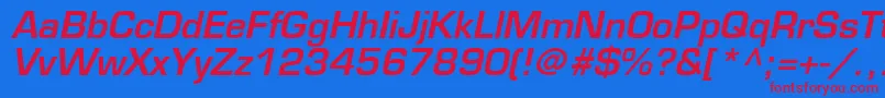 EuromodeBoldItalic Font – Red Fonts on Blue Background