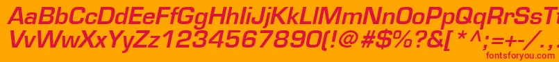 EuromodeBoldItalic Font – Red Fonts on Orange Background