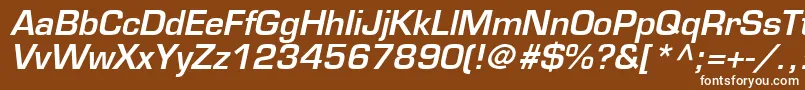 EuromodeBoldItalic-fontti – valkoiset fontit ruskealla taustalla