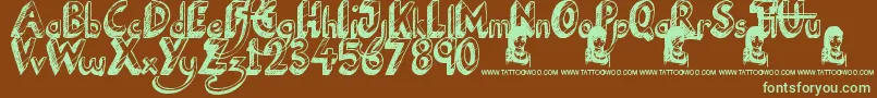 NationalCartoon Font – Green Fonts on Brown Background