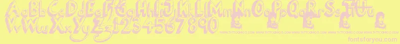 NationalCartoon Font – Pink Fonts on Yellow Background