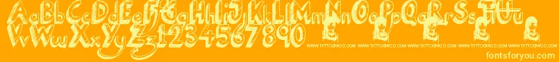 NationalCartoon Font – Yellow Fonts on Orange Background