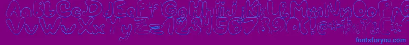 フォントLcBlowzy – 紫色の背景に青い文字