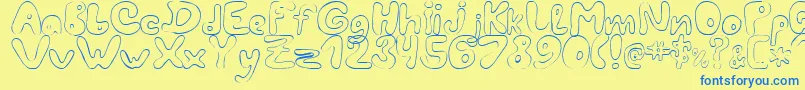 LcBlowzy-fontti – siniset fontit keltaisella taustalla