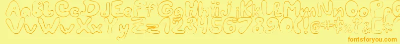 LcBlowzy-Schriftart – Orangefarbene Schriften auf gelbem Hintergrund