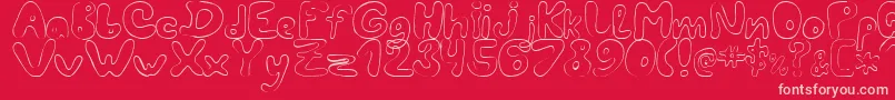 LcBlowzy-fontti – vaaleanpunaiset fontit punaisella taustalla