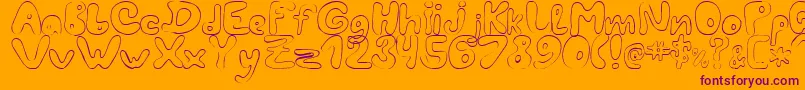 LcBlowzy-Schriftart – Violette Schriften auf orangefarbenem Hintergrund