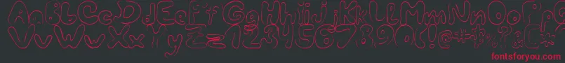 LcBlowzy-fontti – punaiset fontit mustalla taustalla