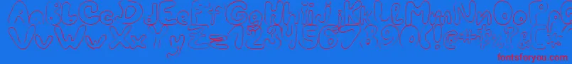 LcBlowzy-fontti – punaiset fontit sinisellä taustalla