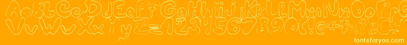LcBlowzy-Schriftart – Gelbe Schriften auf orangefarbenem Hintergrund