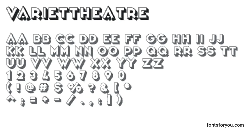 Fuente VarietРІTheatre - alfabeto, números, caracteres especiales