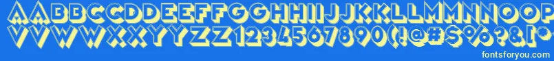 VarietРІTheatre-Schriftart – Gelbe Schriften auf blauem Hintergrund
