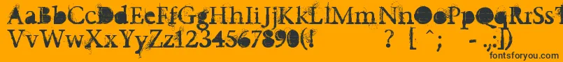 Undecapped-Schriftart – Schwarze Schriften auf orangefarbenem Hintergrund