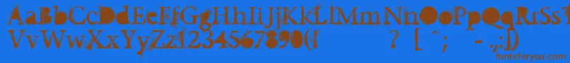 フォントUndecapped – 茶色の文字が青い背景にあります。