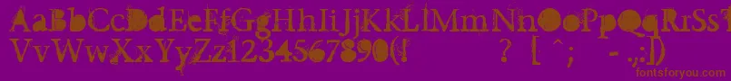 Undecapped-Schriftart – Braune Schriften auf violettem Hintergrund