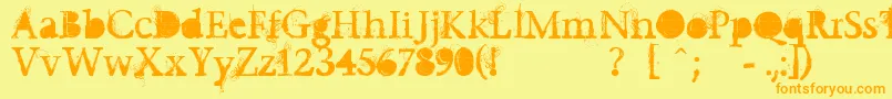 フォントUndecapped – オレンジの文字が黄色の背景にあります。