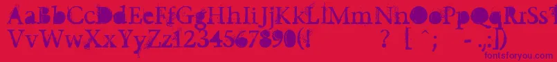 Undecapped-Schriftart – Violette Schriften auf rotem Hintergrund