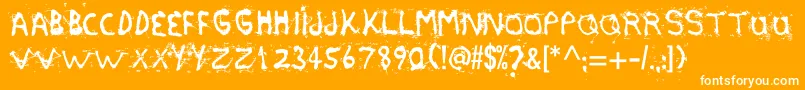 Etasilicon-Schriftart – Weiße Schriften auf orangefarbenem Hintergrund