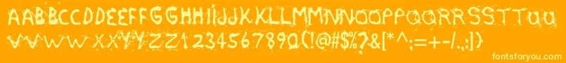 Etasilicon-Schriftart – Gelbe Schriften auf orangefarbenem Hintergrund