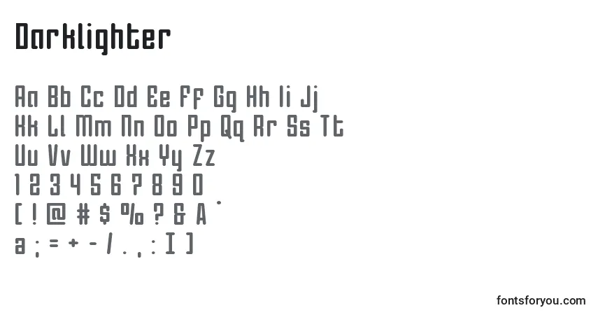 A fonte Darklighter – alfabeto, números, caracteres especiais