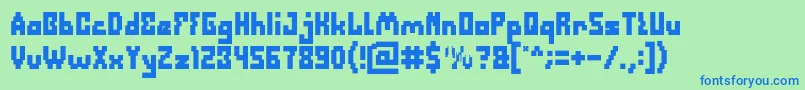 DefragmentedBold Font – Blue Fonts on Green Background