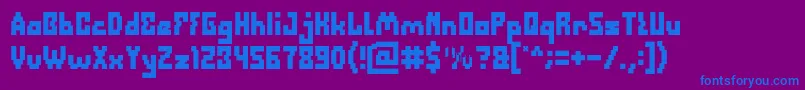 フォントDefragmentedBold – 紫色の背景に青い文字
