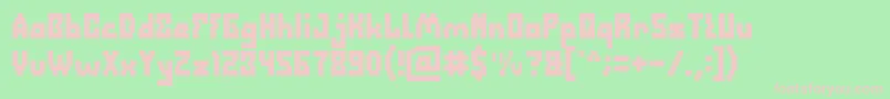 DefragmentedBold-fontti – vaaleanpunaiset fontit vihreällä taustalla